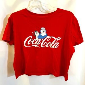 Coca Cola Cropped Graphic Tee, Red, Size XXL